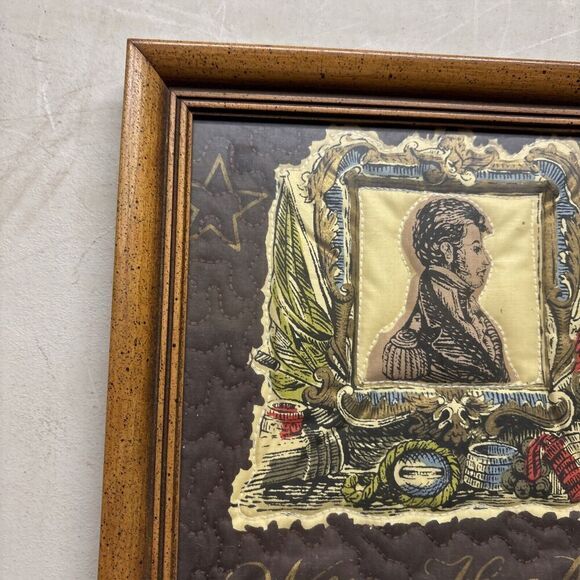 Framed Trapunto Embroidery: William Henry Allen War of 1812 Naval Commandant - Picture 3 of 8